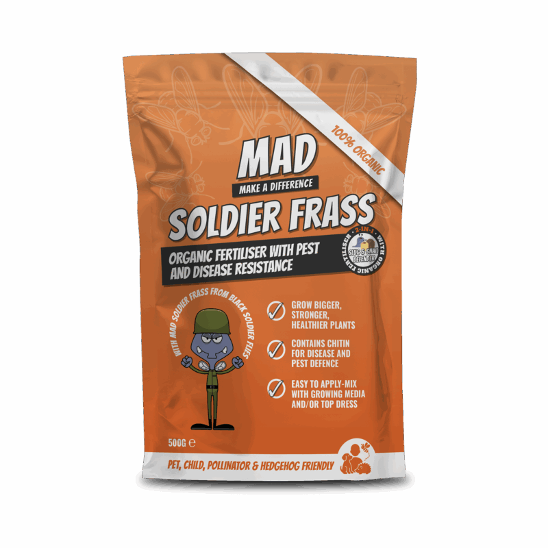 MAD Soldier Frass 500g bags available at Big Plant Nursery in West Sussex